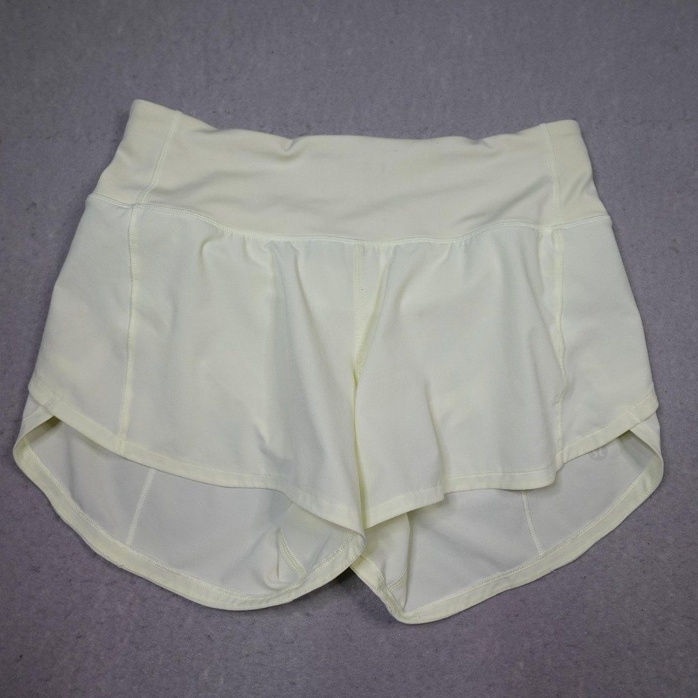 Lululemon Shorts Womens 2 Yellow Running Lined Back Zip Pocket Athletic Gym